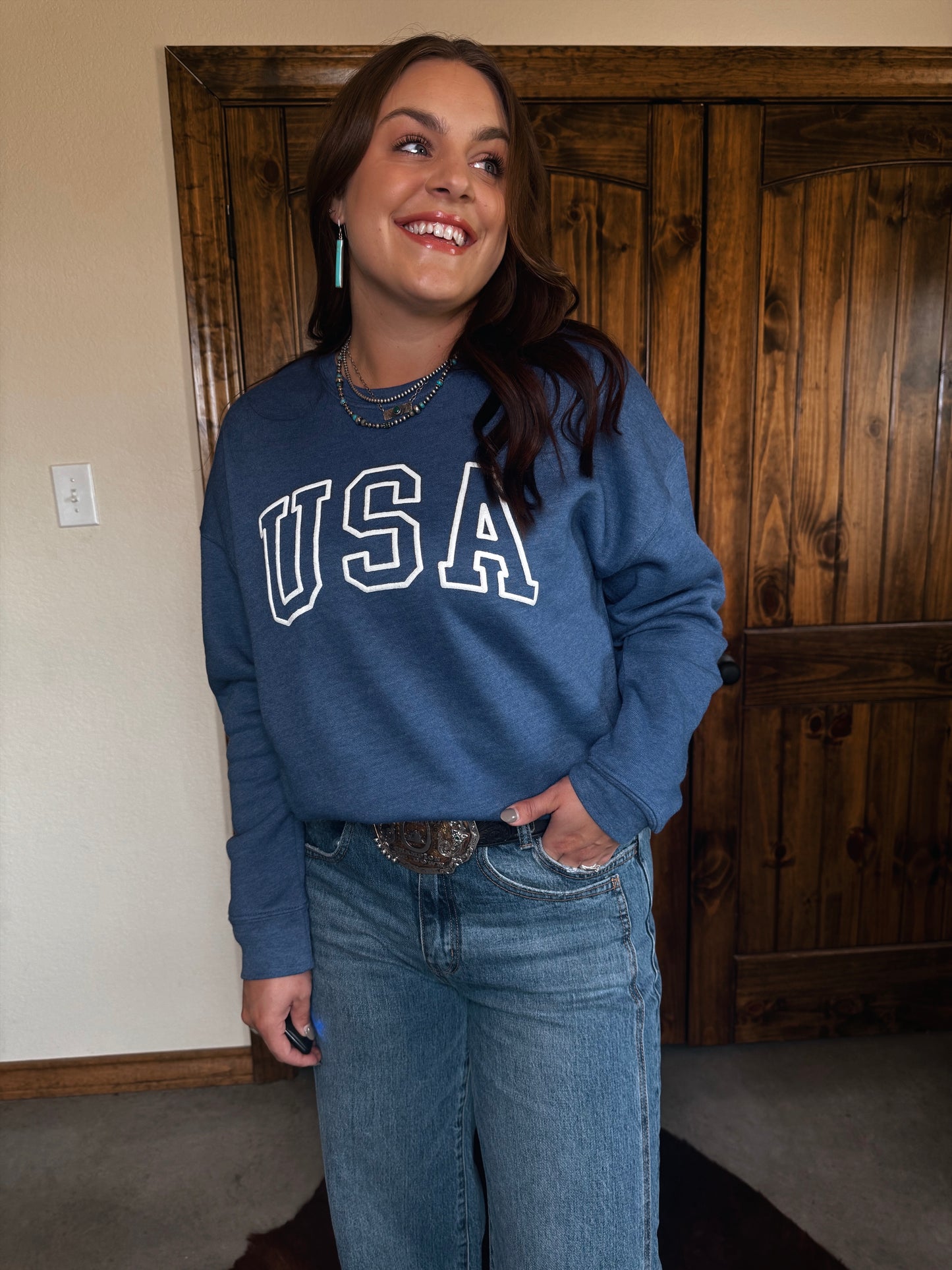 USA Puff Print Graphic Sweatshirt