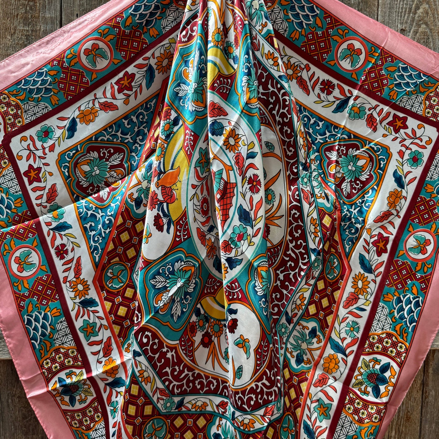35X35" Pink Multi Pattern Wild Rag