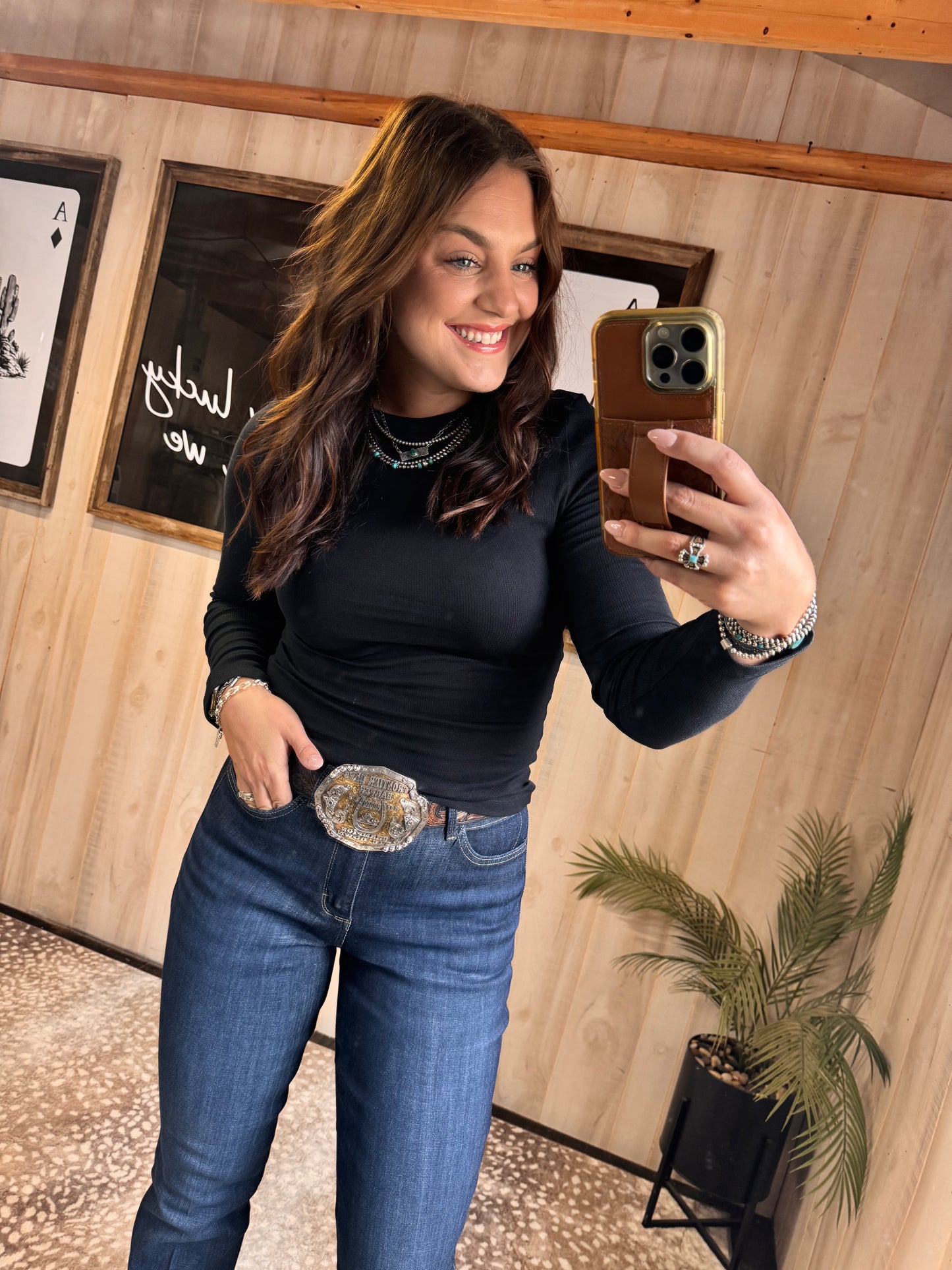 Ribbed Long Sleeve Round Neck Top Shirt