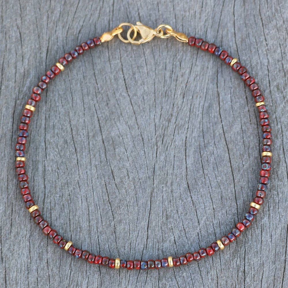 Metal Mixed Pattern Stone Beaded Ankle Chain