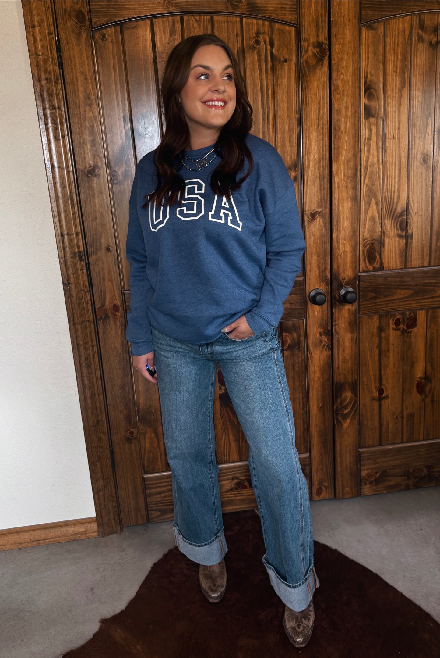 USA Puff Print Graphic Sweatshirt