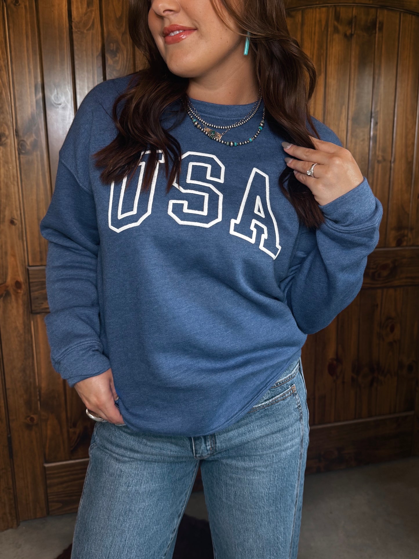 USA Puff Print Graphic Sweatshirt