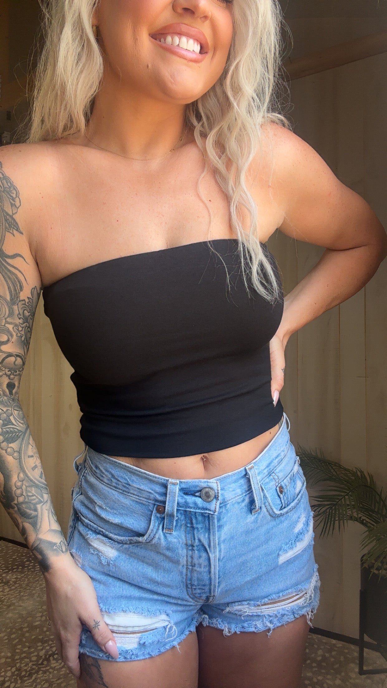 Double Layered Tube Top - Black