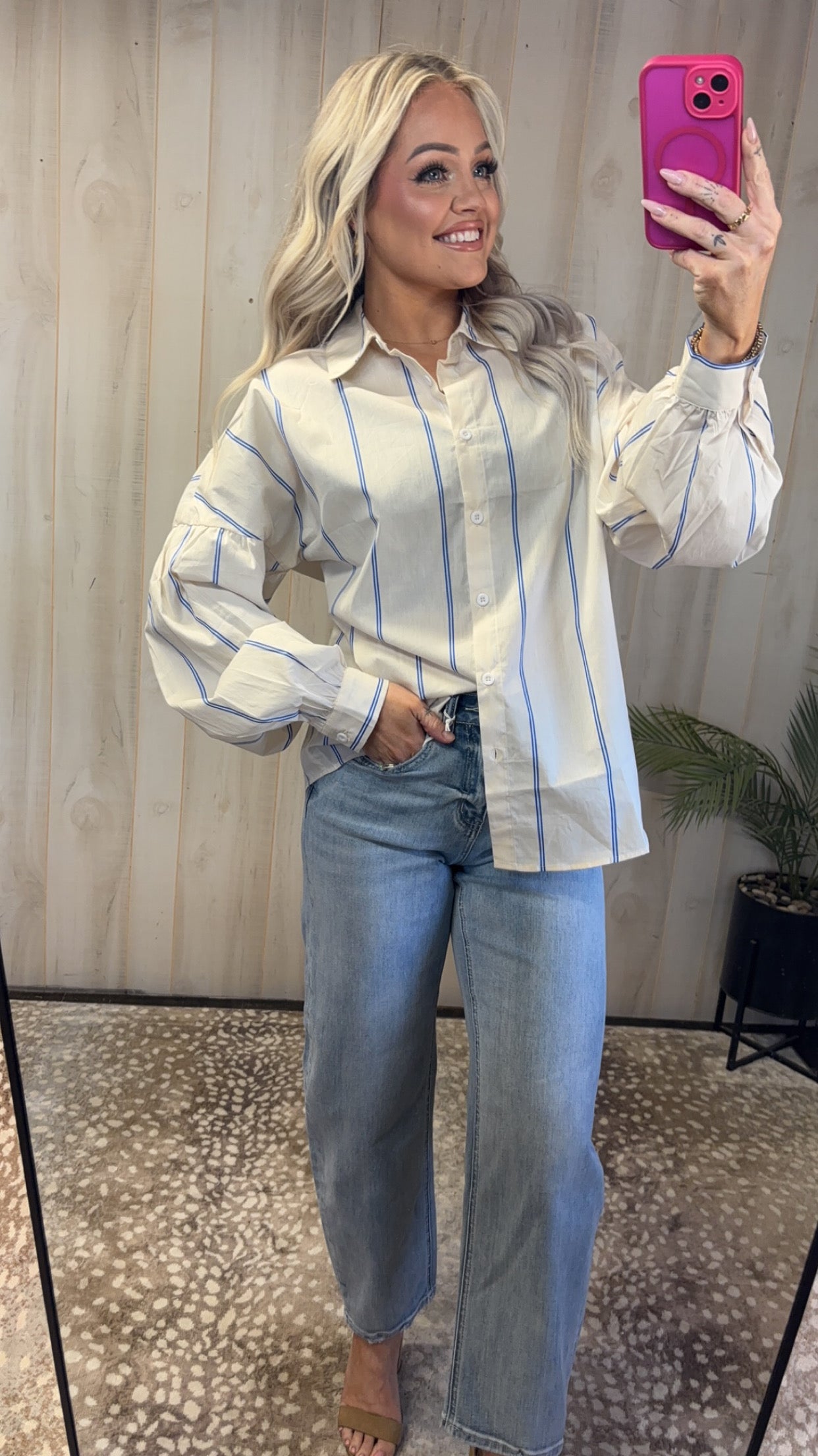 Bubble Sleeve Button Shirt