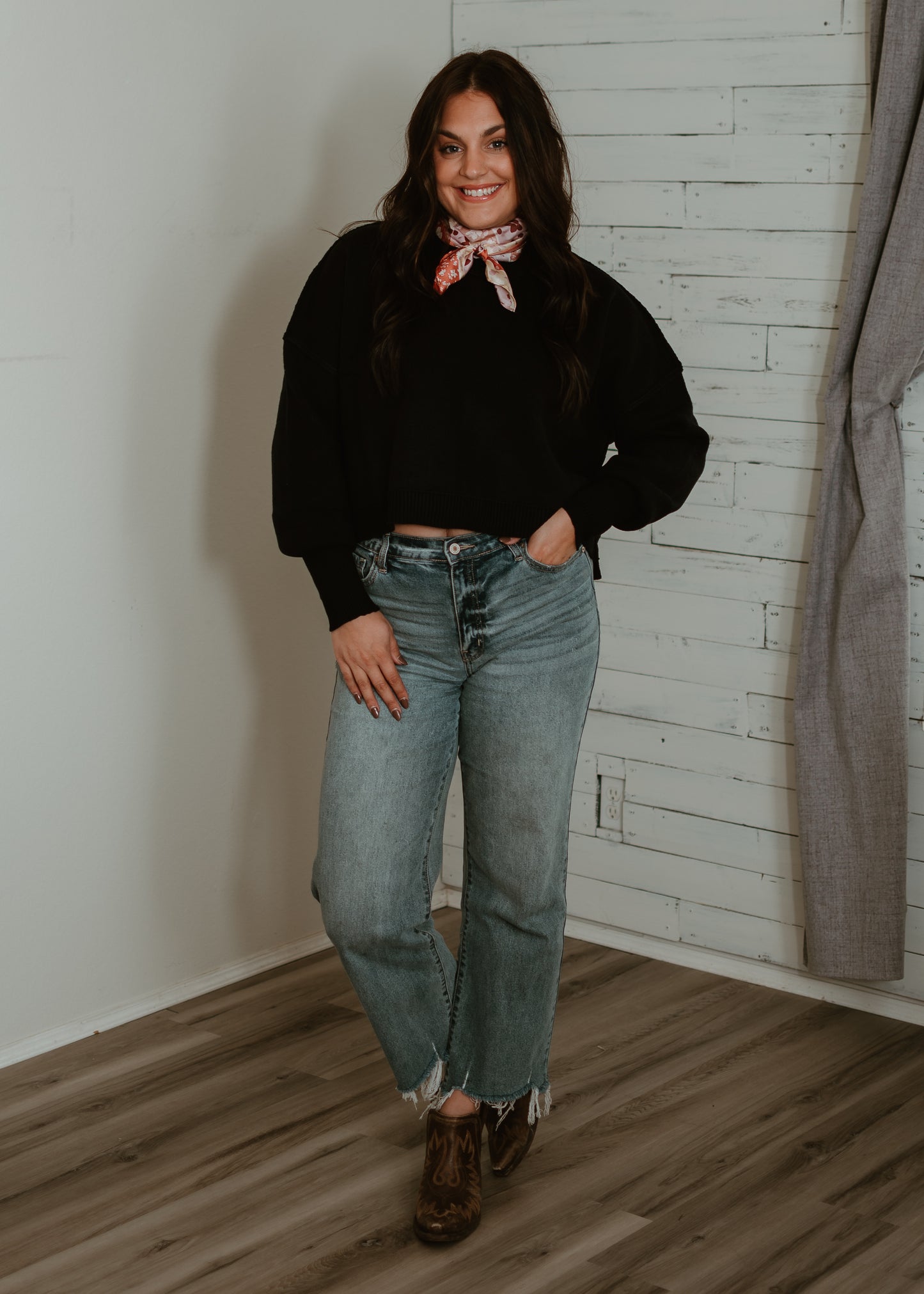 Cropped Crewneck Sweater