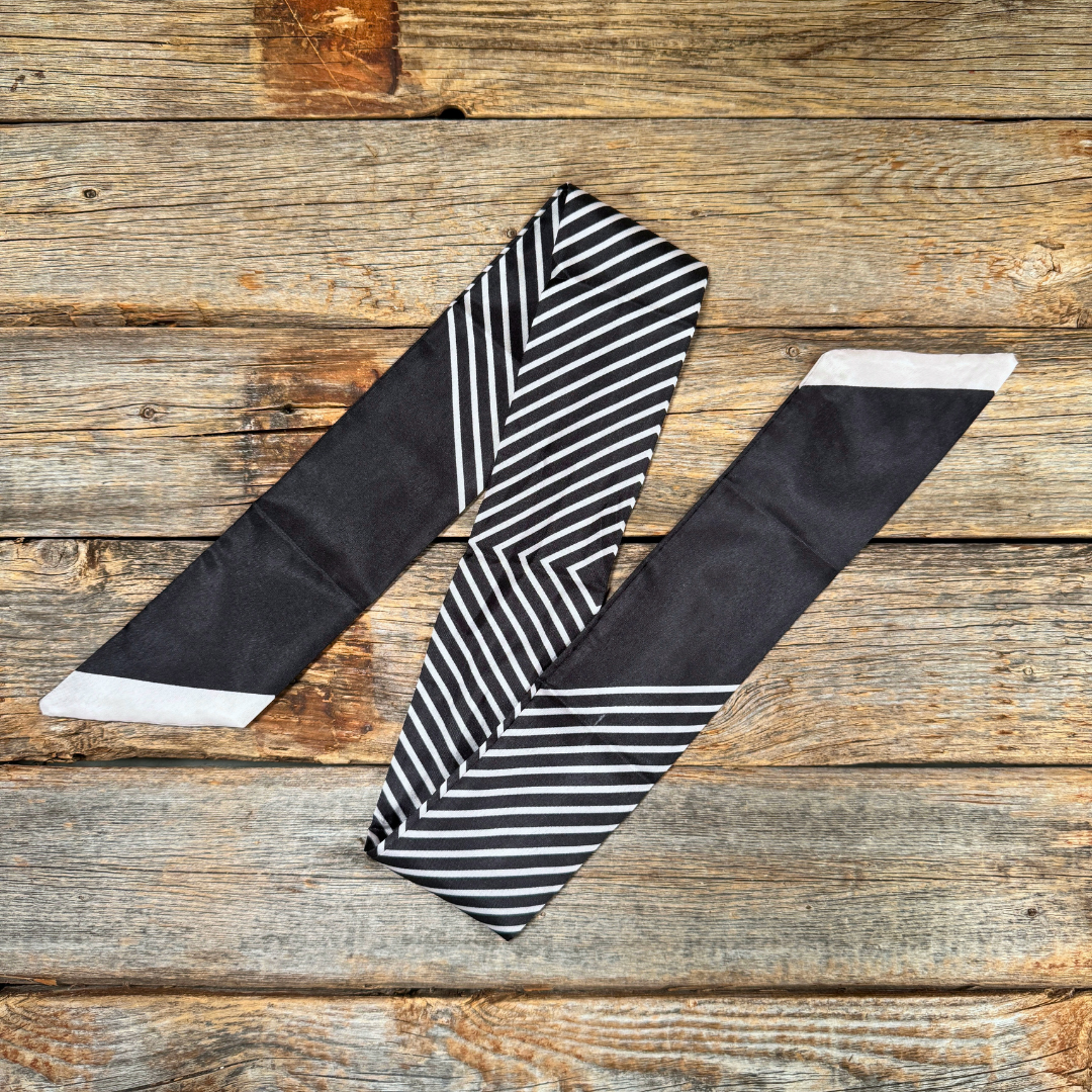 Black and White Western Skinny Mini Wild Rag Scarf