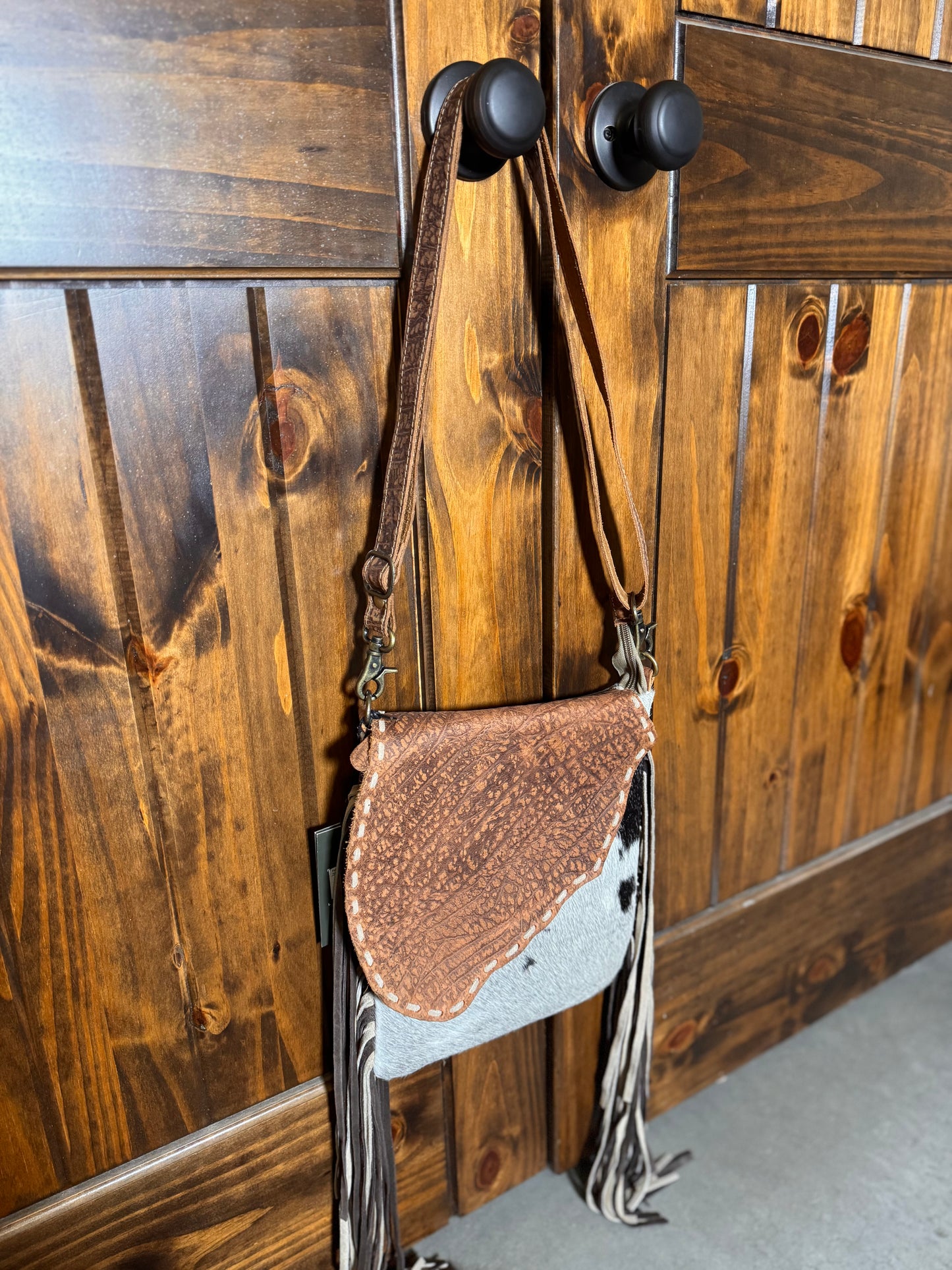Myra Cowhide & Leather Western Fringe Bag - Crossbody