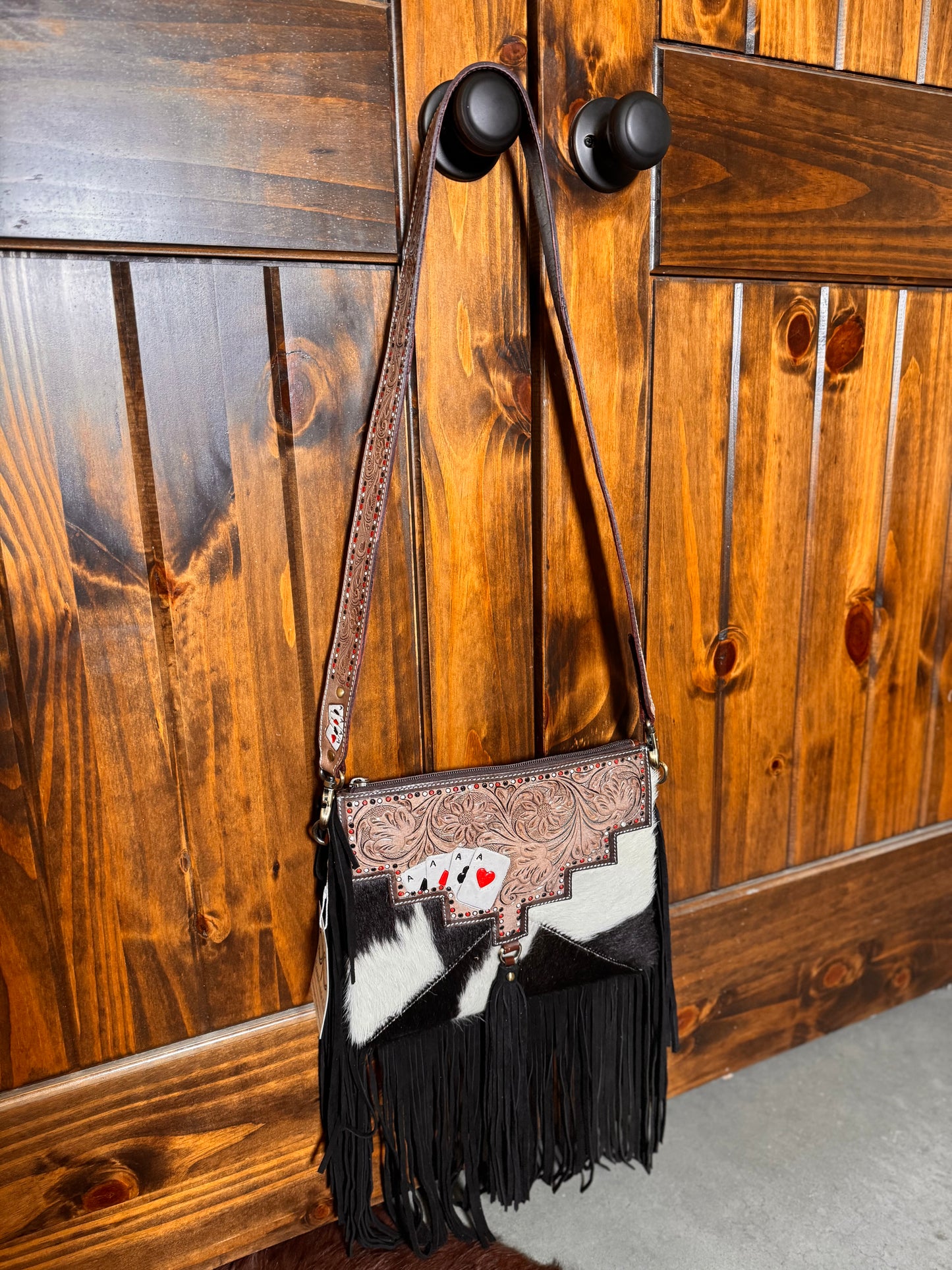 Gambler Cowhide and Tooled Leather Western Purse