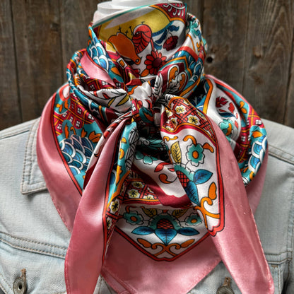 35X35" Pink Multi Pattern Wild Rag