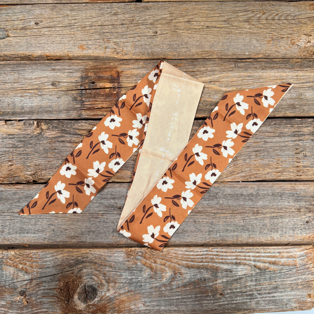 Brown and Cream Western Skinny Mini Wild Rag Scarf