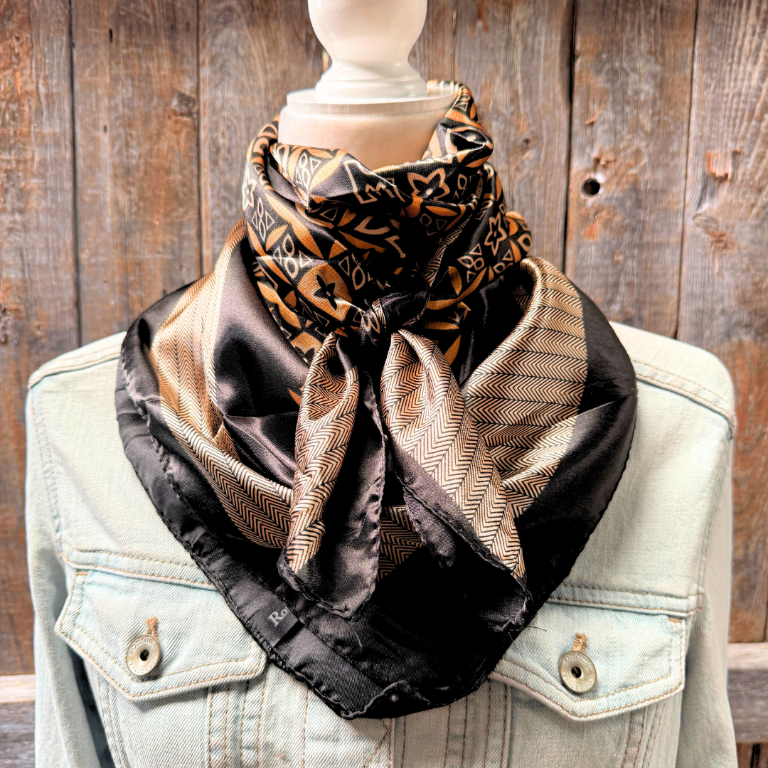 35X35" Black and Yellow Multi Pattern Wild Rag