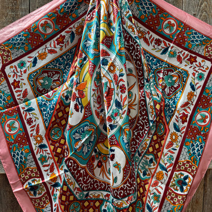 35X35" Pink Multi Pattern Wild Rag
