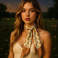 Tan and Cream Western Skinny Mini Wild Rag Scarf