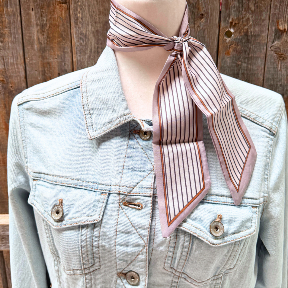 Cream and Brown Western Skinny Mini Wild Rag Scarf