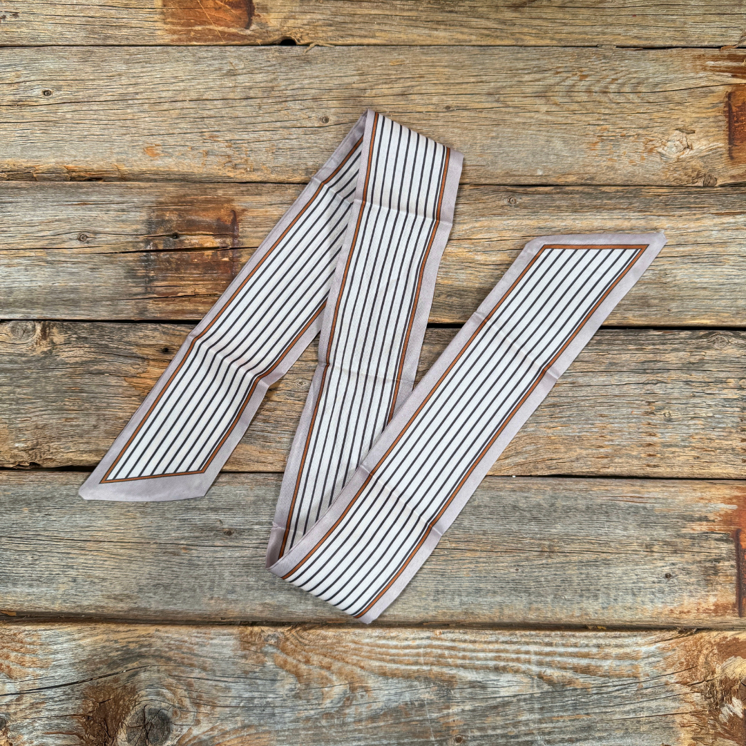 Cream and Brown Western Skinny Mini Wild Rag Scarf
