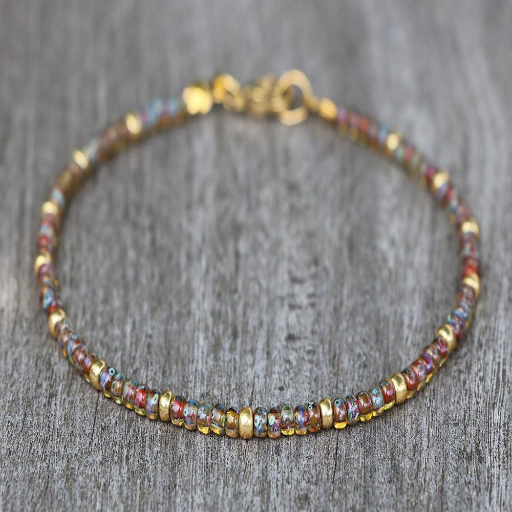 Metal Mixed Pattern Stone Beaded Ankle Chain