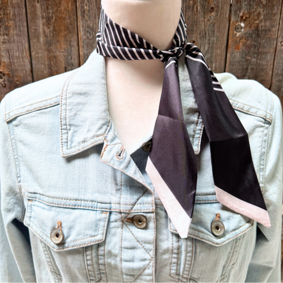 Black and White Western Skinny Mini Wild Rag Scarf