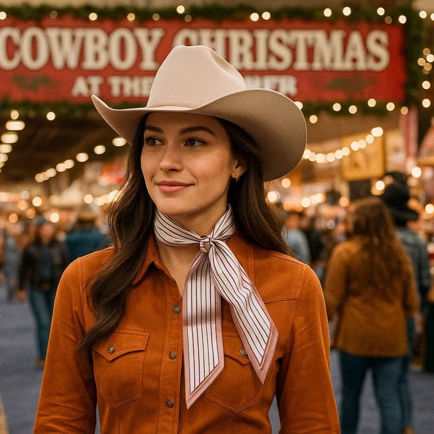 Cream and Brown Western Skinny Mini Wild Rag Scarf