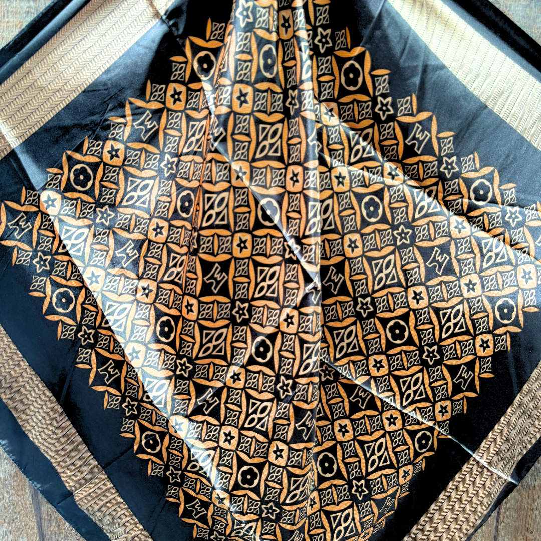 35X35" Black and Yellow Multi Pattern Wild Rag