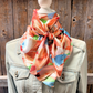35X35" Peach and Blue Floral Pattern Wild Rag