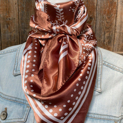 35X35"  Copper Floral Paisley Wild Rag