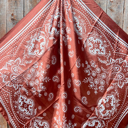 35X35"  Copper Floral Paisley Wild Rag