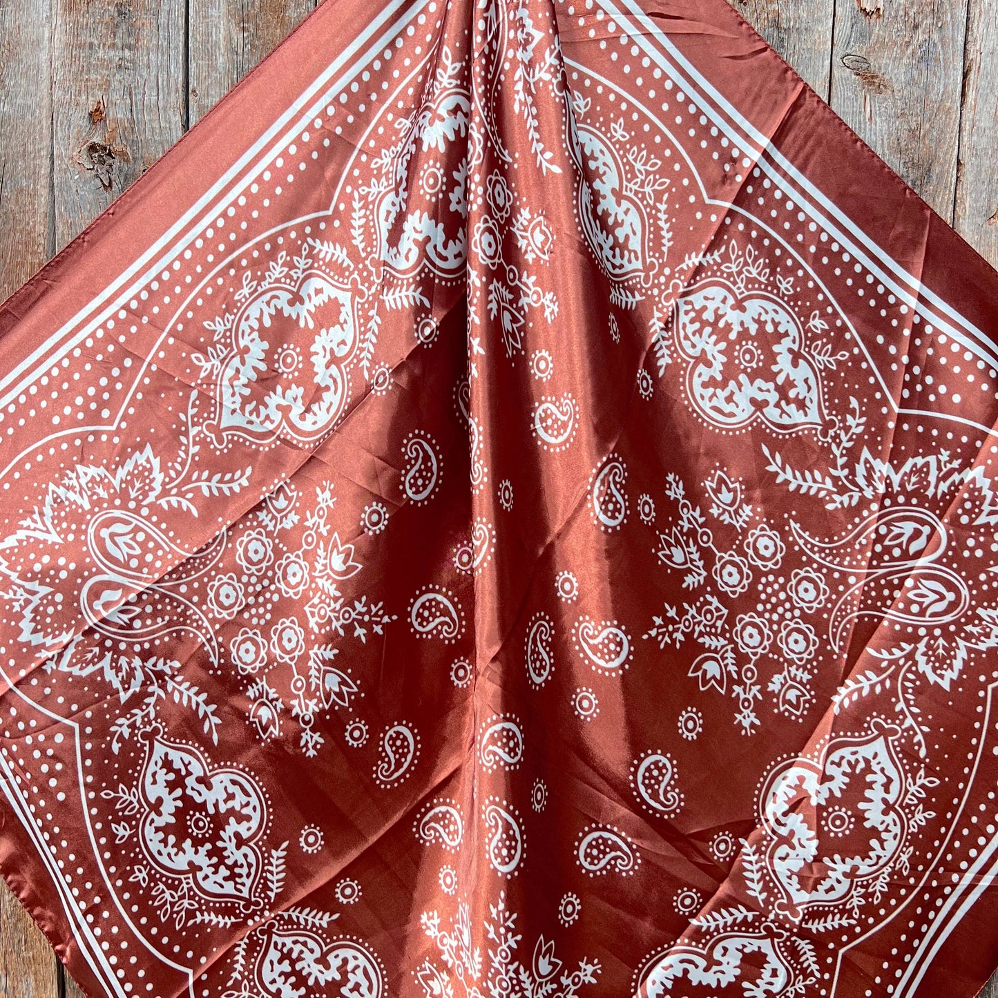 35X35"  Copper Floral Paisley Wild Rag