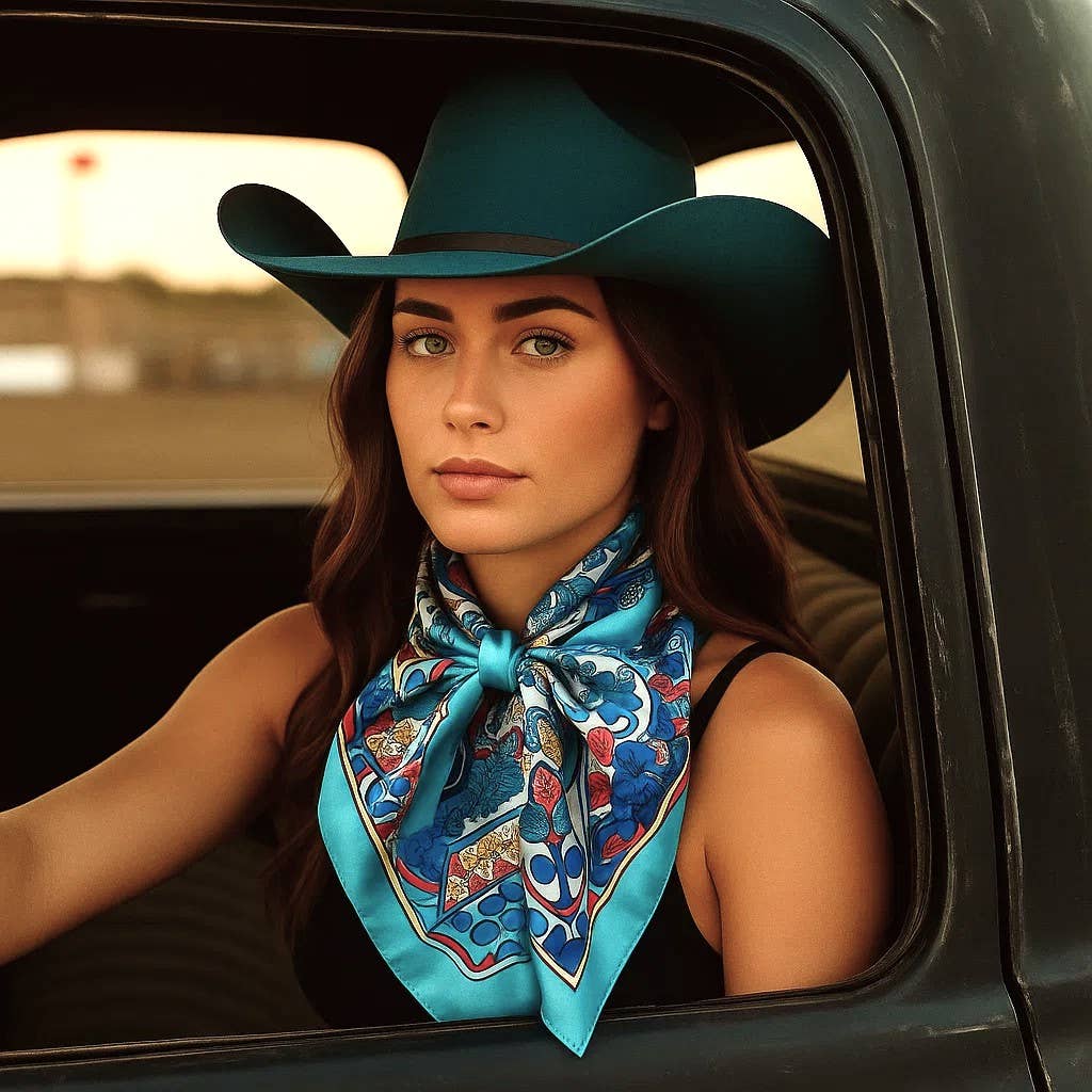 35X35" Blue Multi Pattern Wild Rag