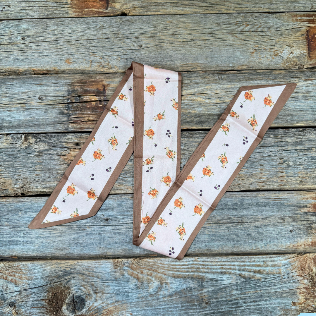 Pink and Tan Western Skinny Mini Wild Rag Scarf