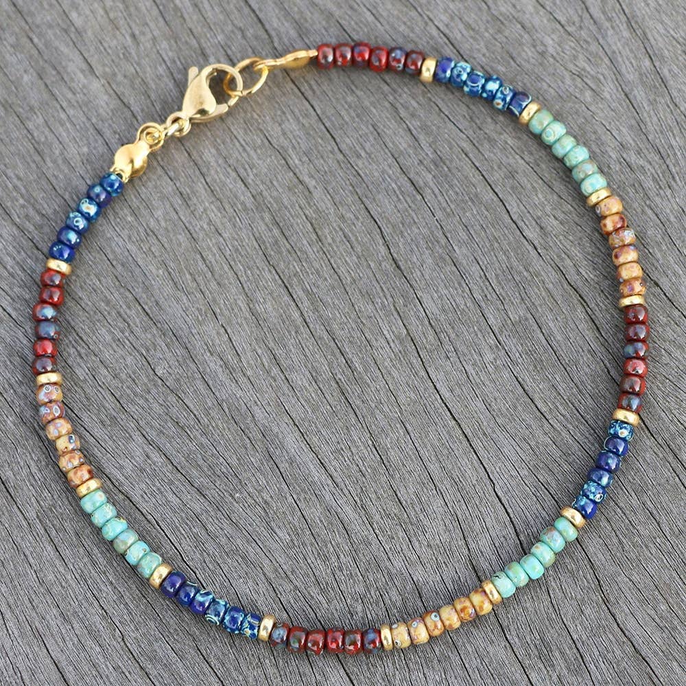 Metal Mixed Pattern Stone Beaded Ankle Chain