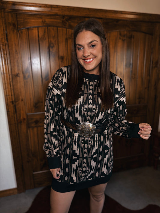 Montana Aztec Sweater Dress