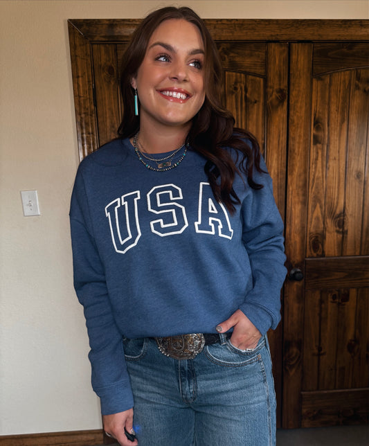 USA  Puff Print Graphic Sweatshirt