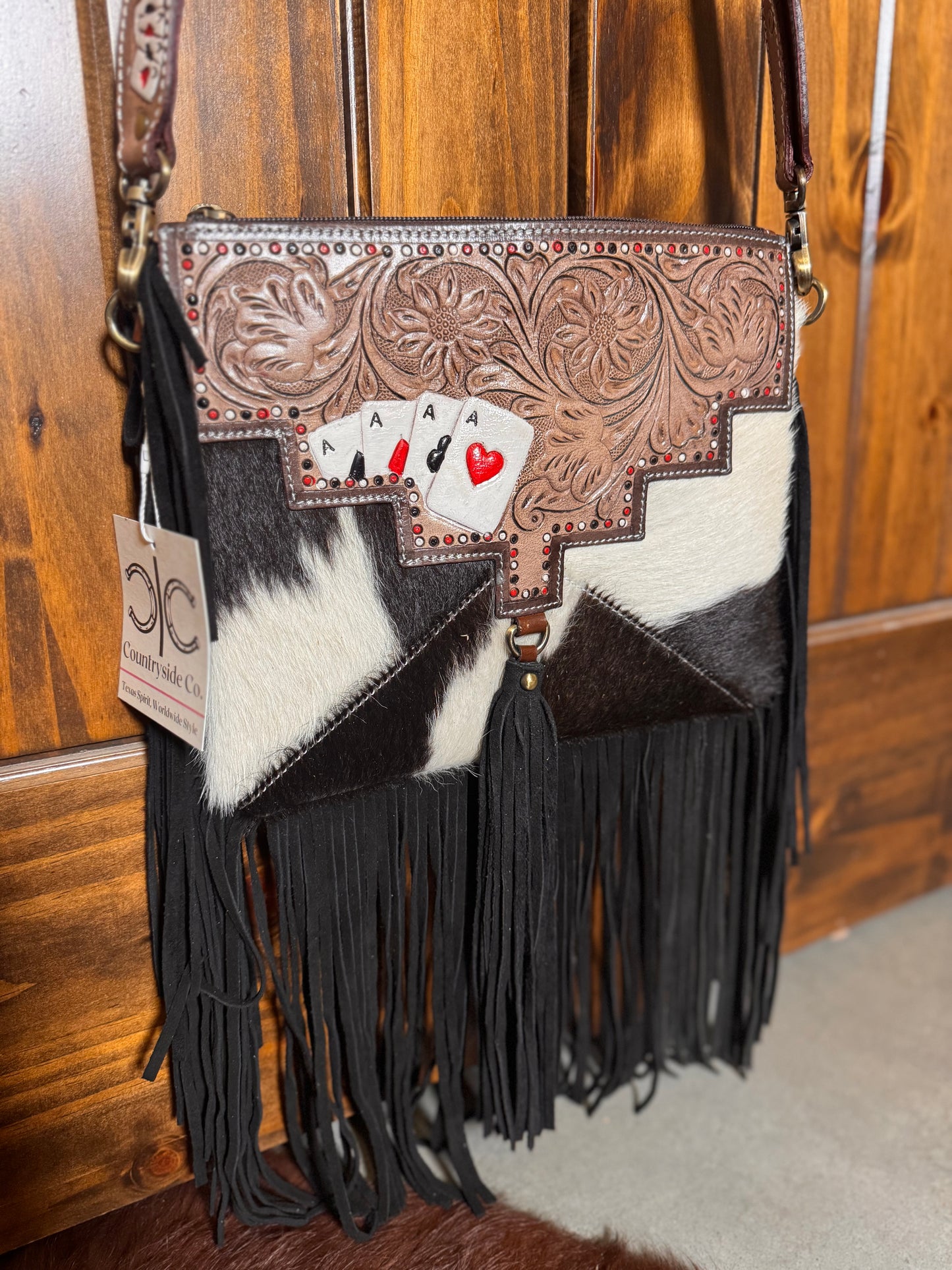 Gambler Cowhide and Tooled Leather Western Purse