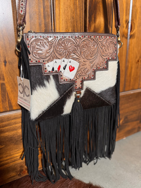 Gambler Cowhide and Tooled Leather Western Purse
