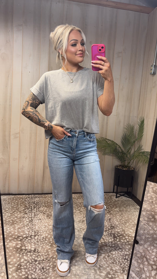 High Rise Slim Wide Jean
