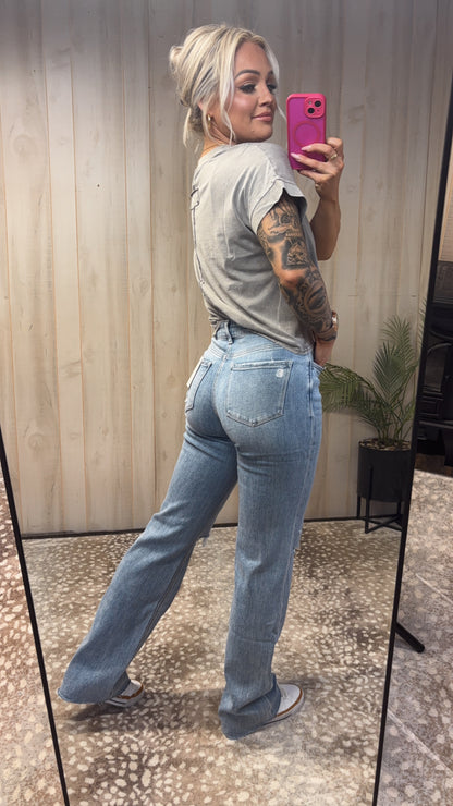 High Rise Slim Wide Jean
