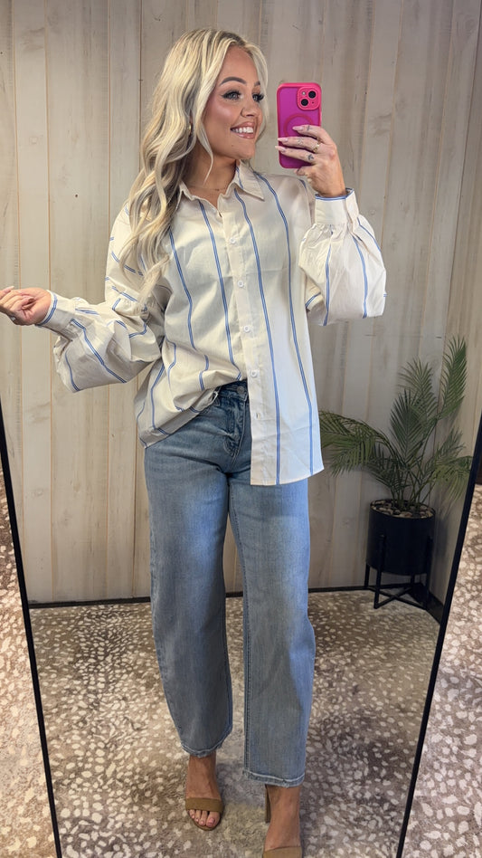 Bubble Sleeve Button Shirt
