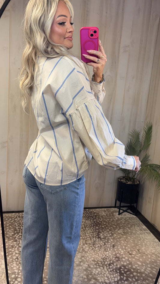 Bubble Sleeve Button Shirt