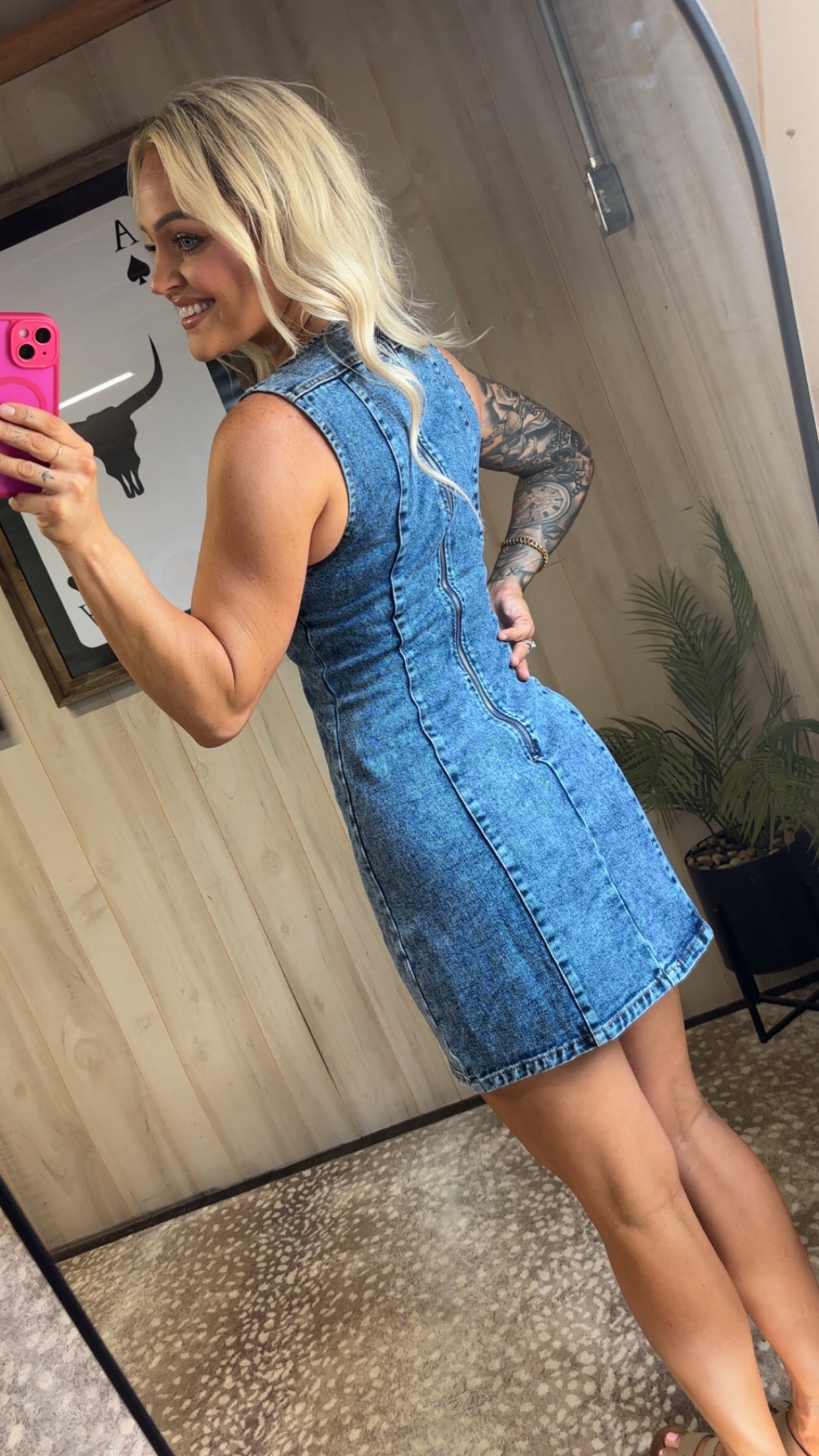Sleeveless Mini Denim Dress