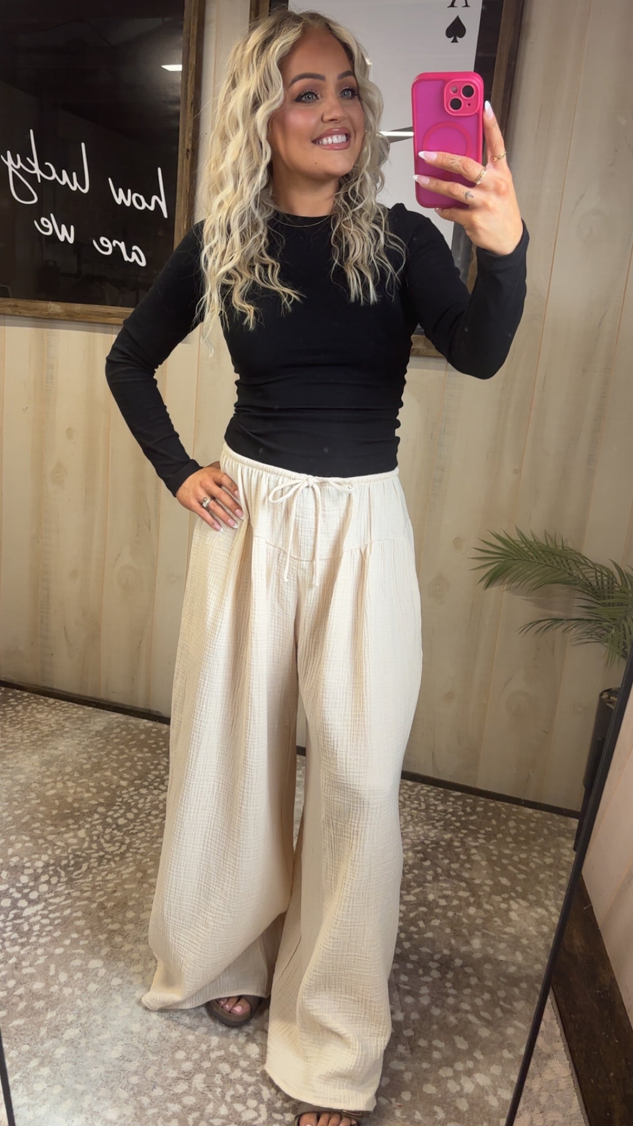 Wide Leg Cotton Gauze Pants