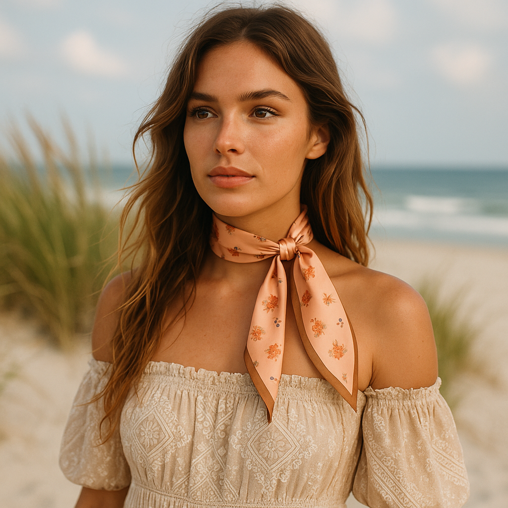 Pink and Tan Western Skinny Mini Wild Rag Scarf