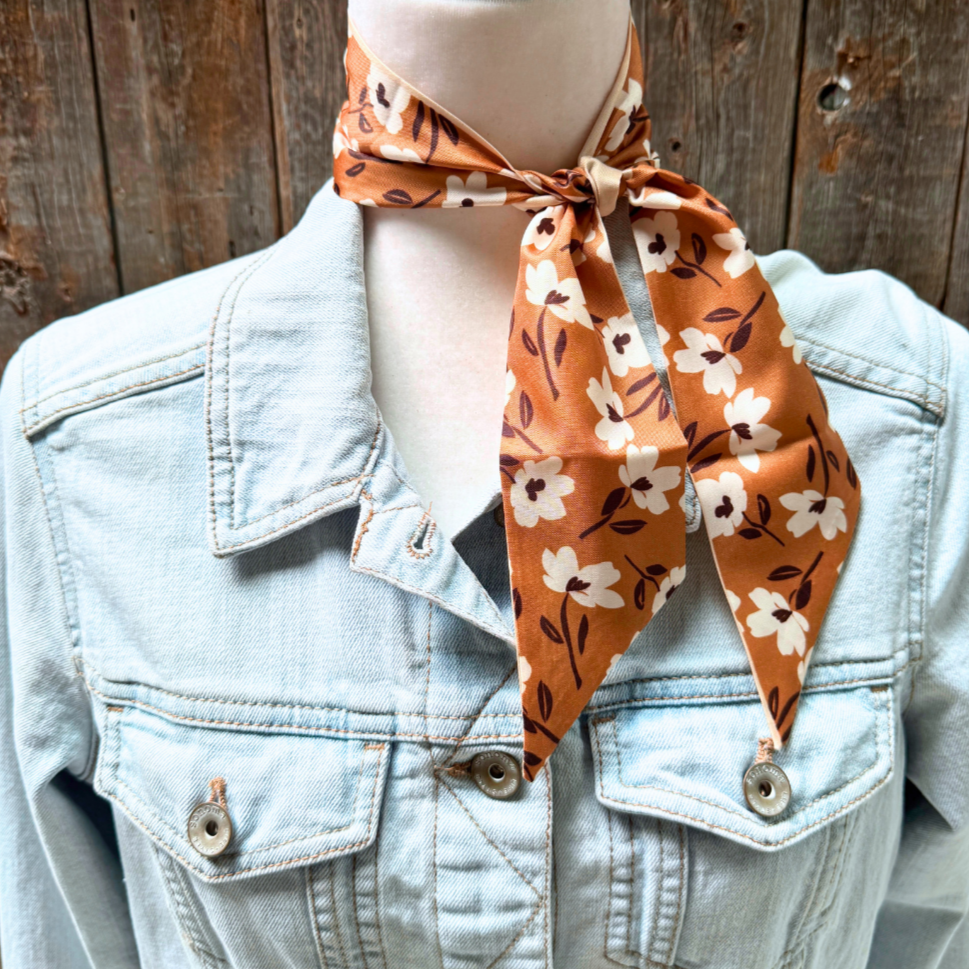 Brown and Cream Western Skinny Mini Wild Rag Scarf