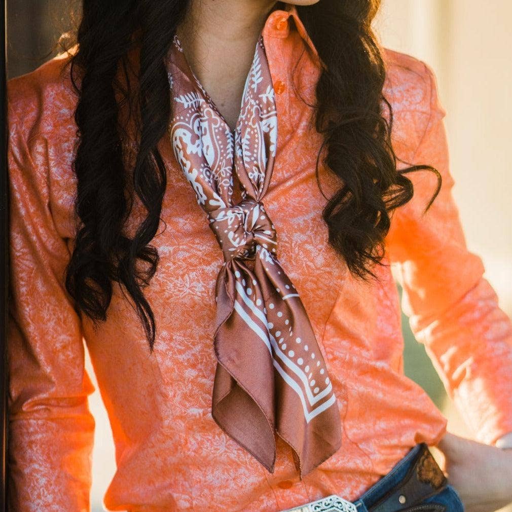 35X35"  Copper Floral Paisley Wild Rag