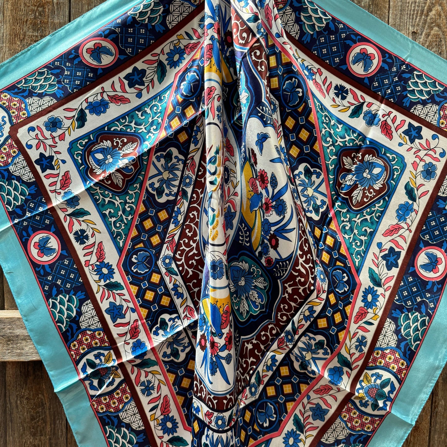 35X35" Blue Multi Pattern Wild Rag