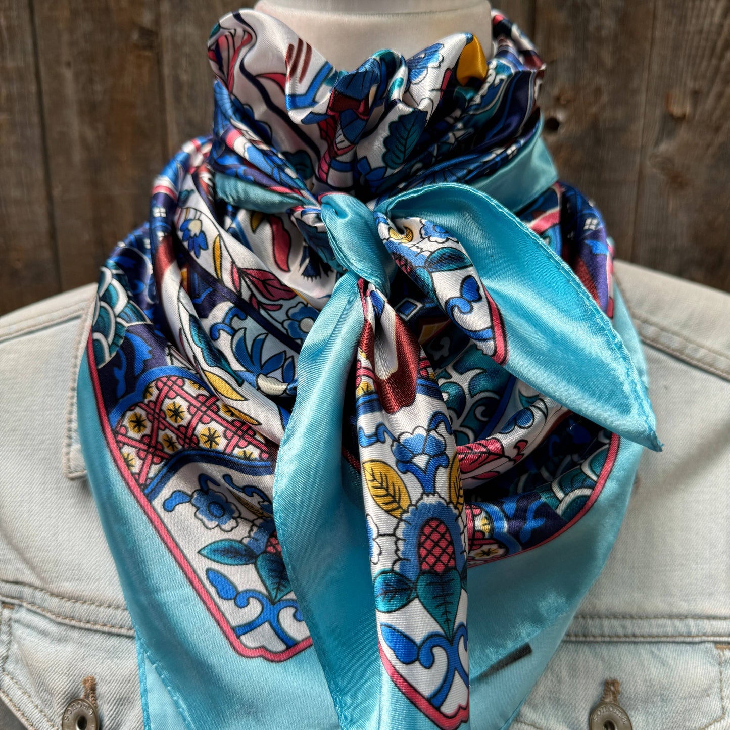35X35" Blue Multi Pattern Wild Rag