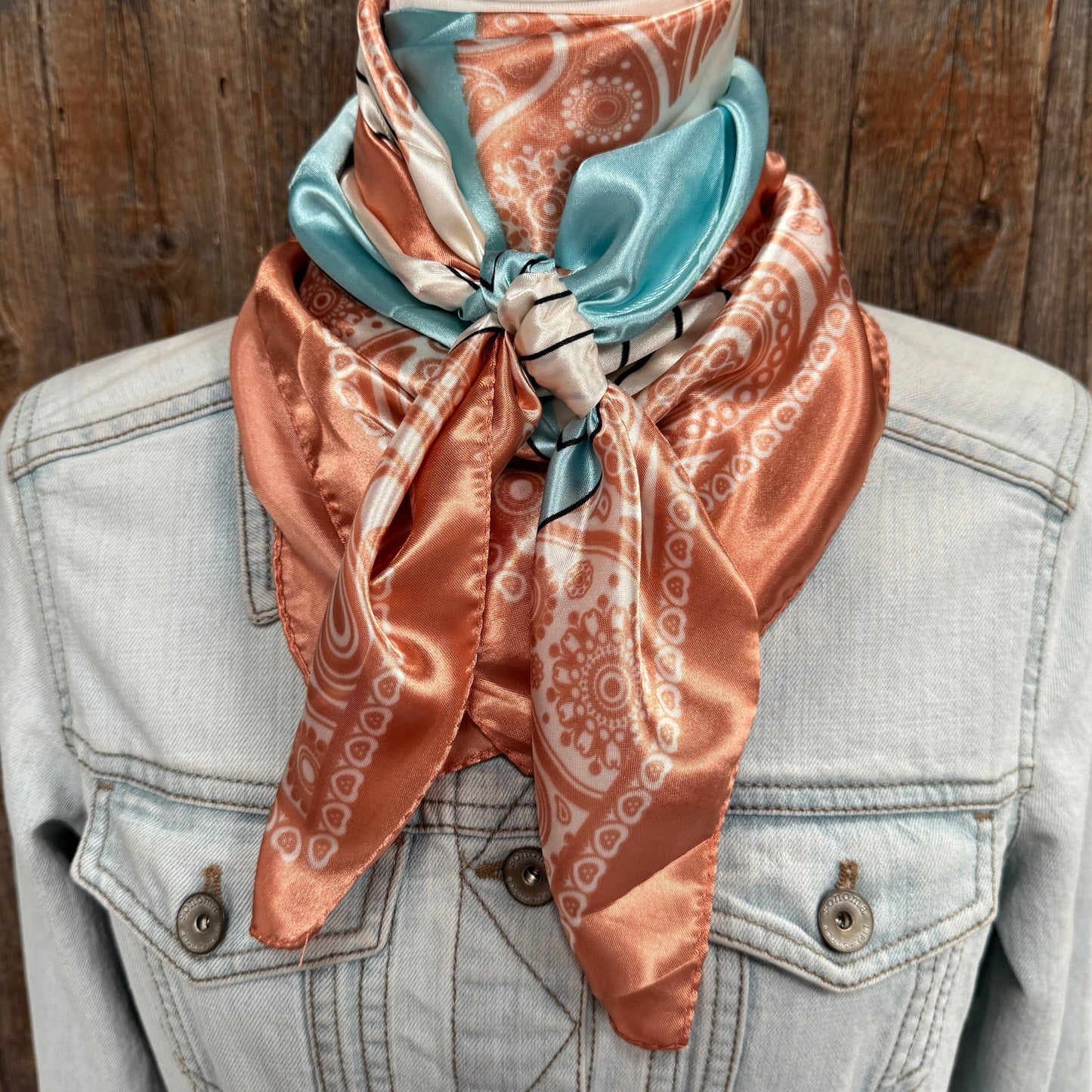 35X35" Soft Pink and Blue Paisley Wild Rag