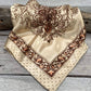35X35" Tan/Brown Polka Dot & Paisley Wild Rag