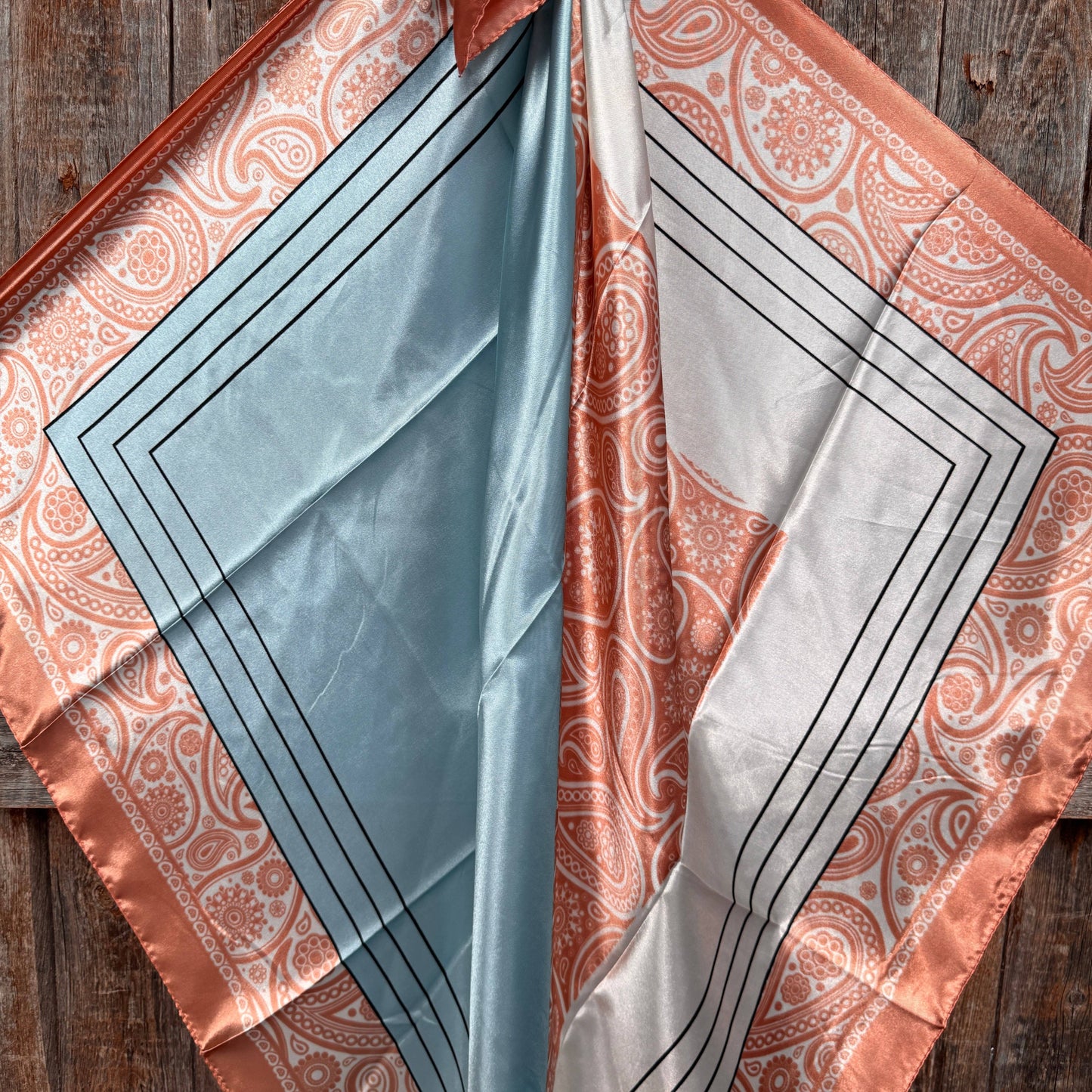 35X35" Soft Pink and Blue Paisley Wild Rag